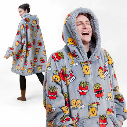 Adult Sherpa Wearable Blanket - Chicken Nuggets and Fries