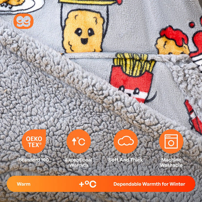 Adult Sherpa Wearable Blanket - Chicken Nuggets and Fries