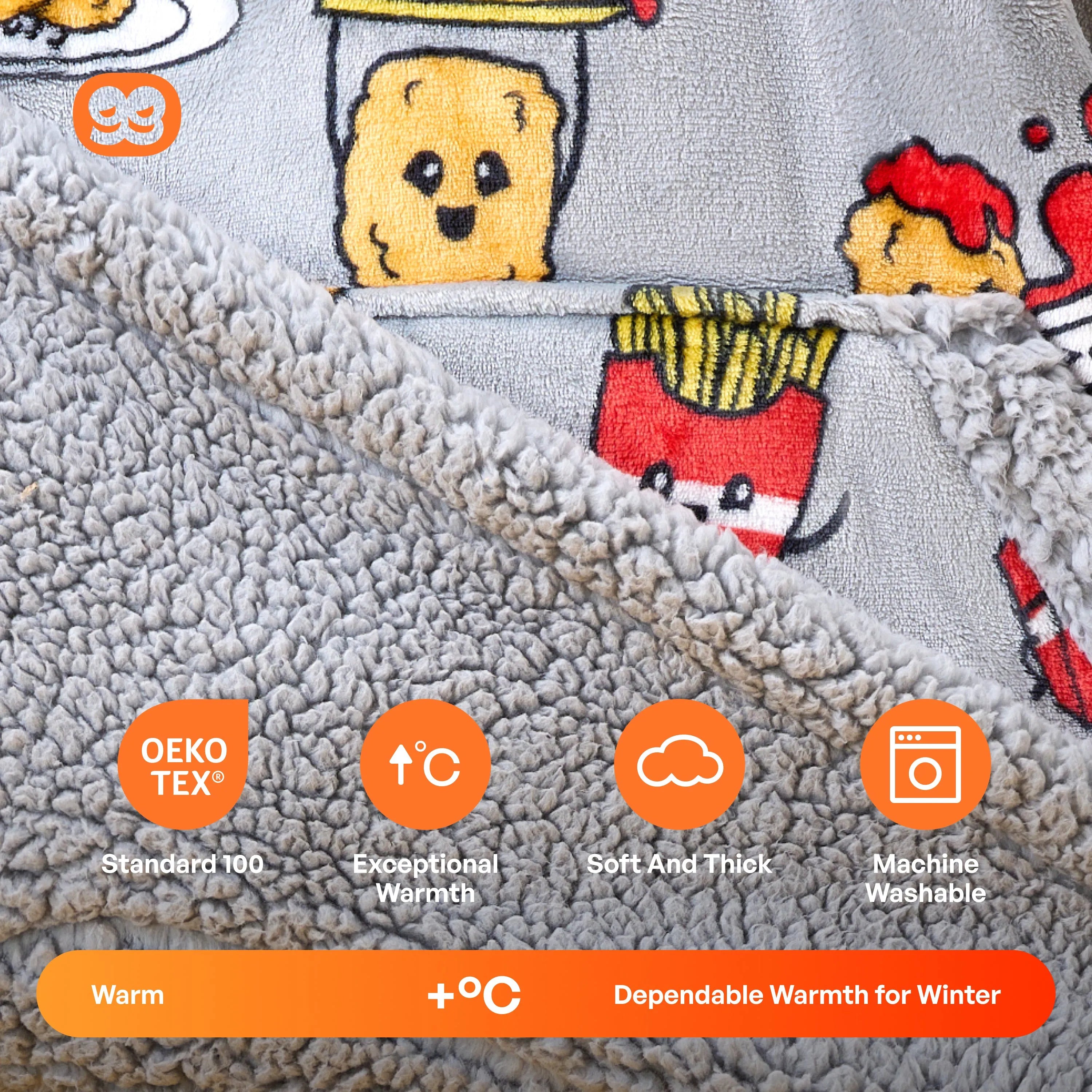 Adult Sherpa Wearable Blanket - Chicken Nuggets and Fries