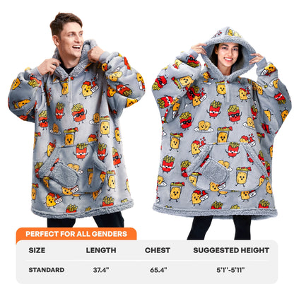 Adult Sherpa Wearable Blanket - Chicken Nuggets and Fries