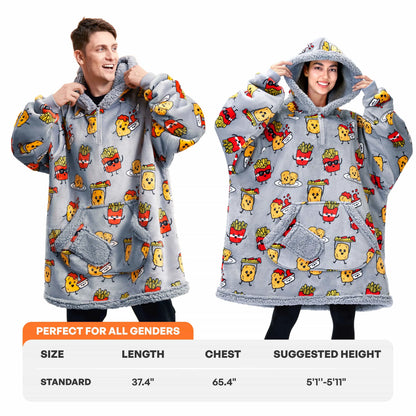 Adult Sherpa Wearable Blanket - Chicken Nuggets and Fries