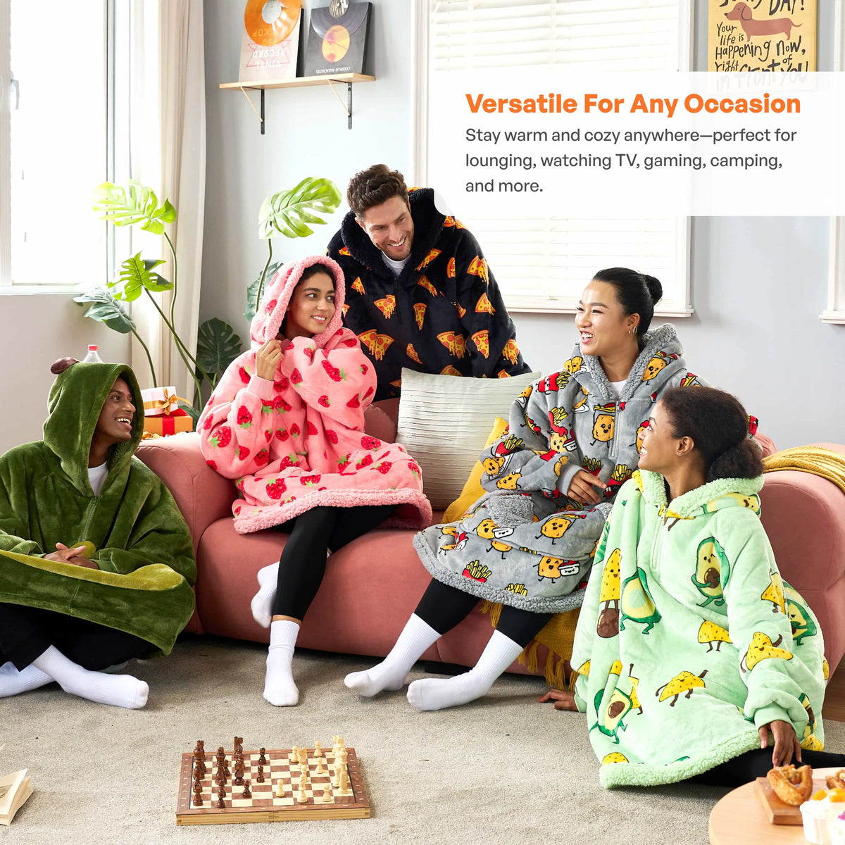 Adult Sherpa Wearable Blanket - Chicken Nuggets and Fries