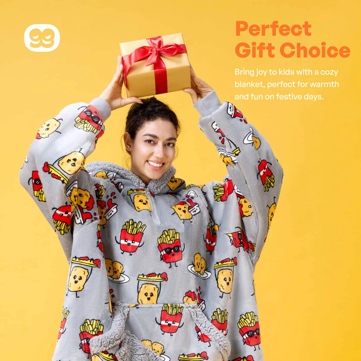Adult Sherpa Wearable Blanket - Chicken Nuggets and Fries