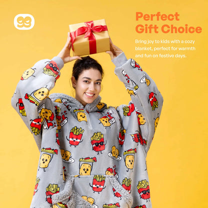 Adult Sherpa Wearable Blanket - Chicken Nuggets and Fries
