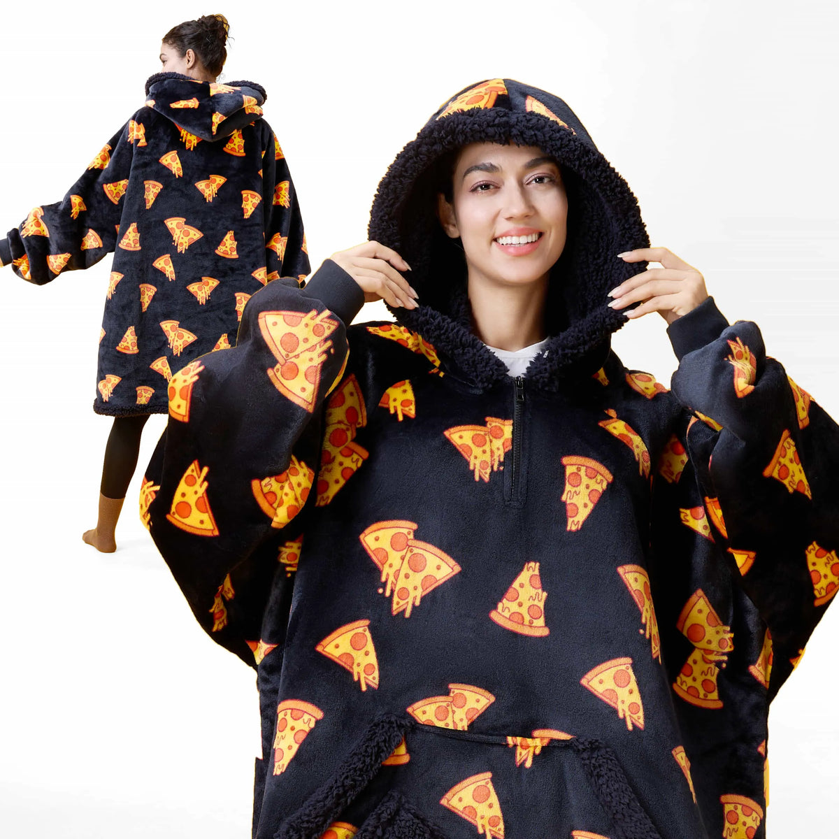 Adult Sherpa Wearable Blanket - Pizza