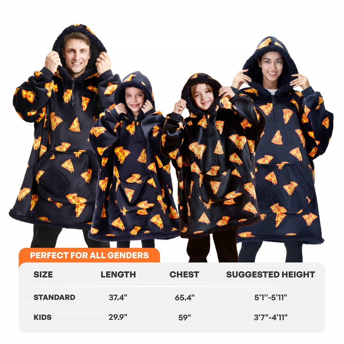 Adult Sherpa Wearable Blanket - Pizza