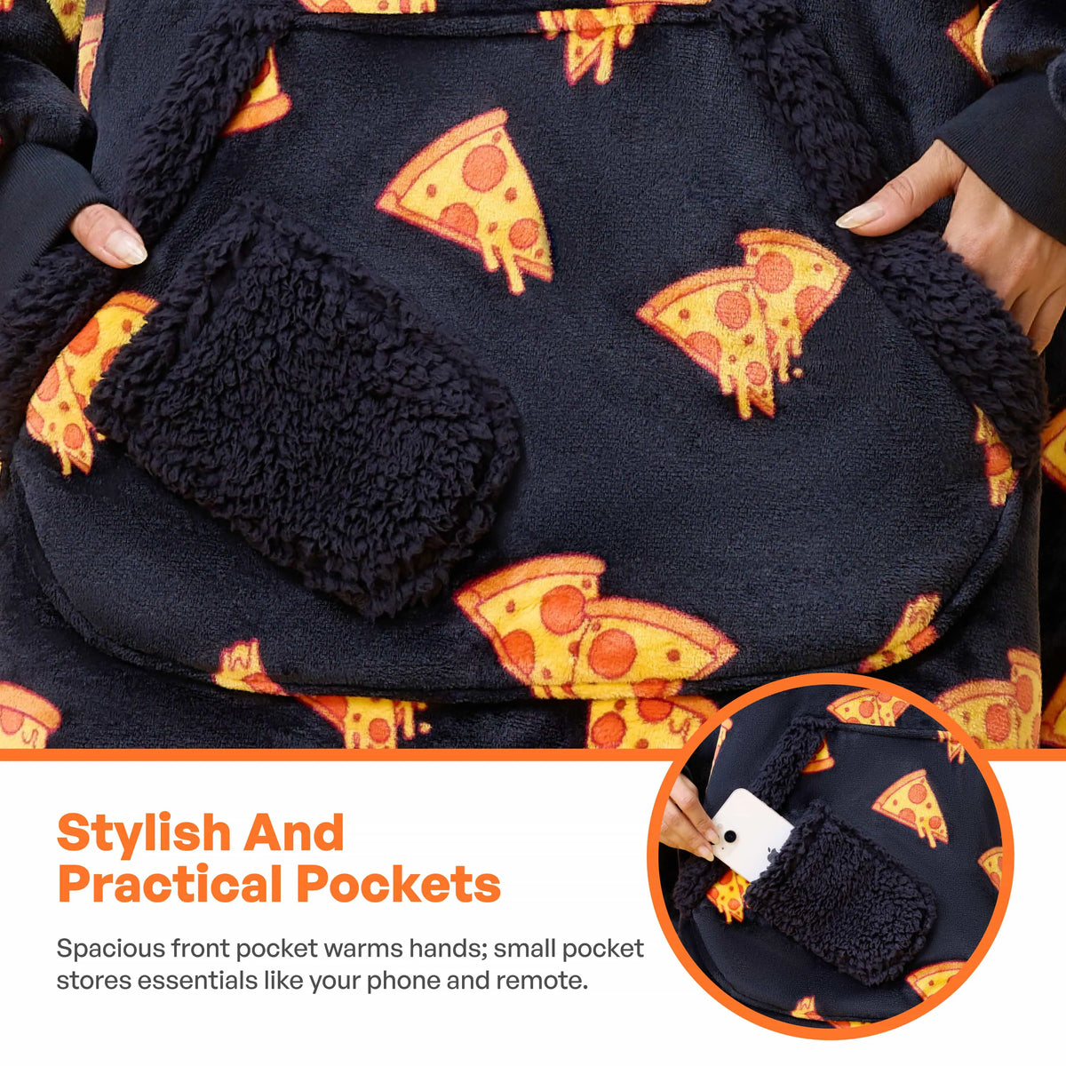 Adult Sherpa Wearable Blanket - Pizza
