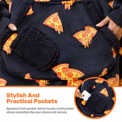 Adult Sherpa Wearable Blanket - Pizza