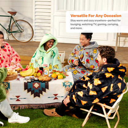 Adult Sherpa Wearable Blanket - Pizza
