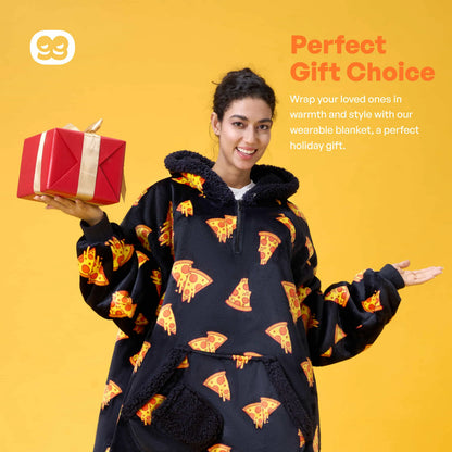Adult Sherpa Wearable Blanket - Pizza