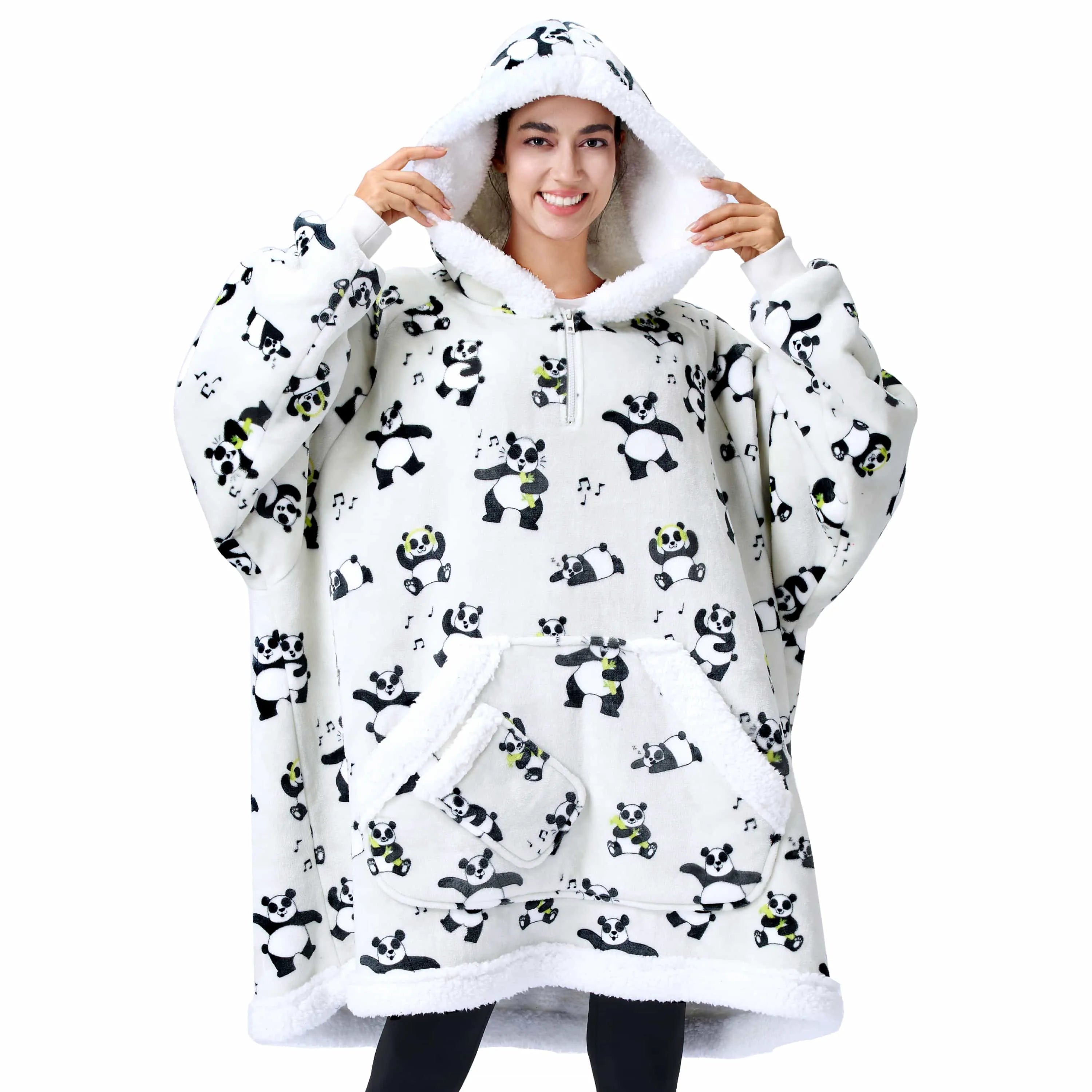 Adult Sherpa Wearable Blanket - Panda