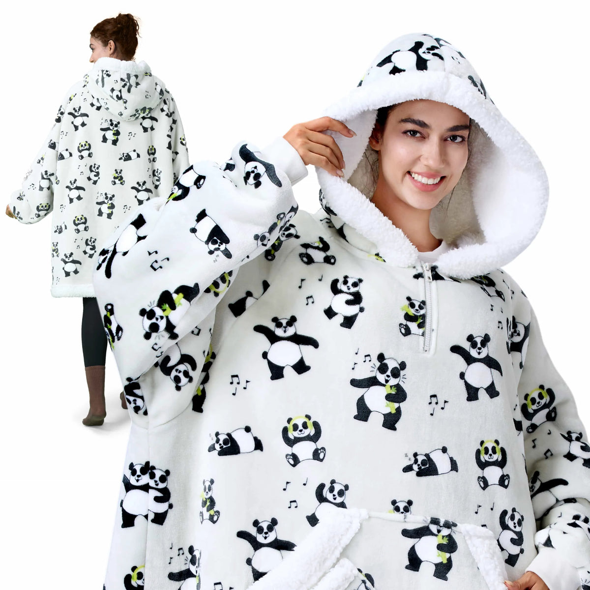Adult Sherpa Wearable Blanket - Panda