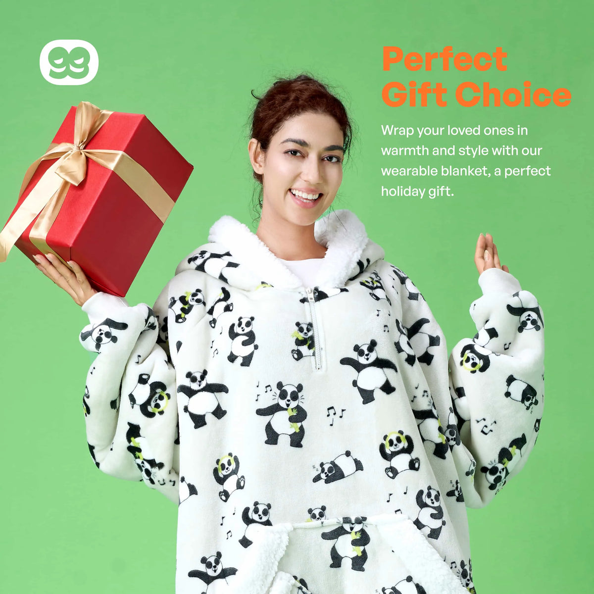 Adult Sherpa Wearable Blanket - Panda