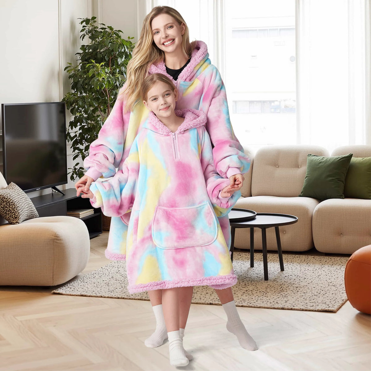 Kids' Sherpa Wearable Blanket - Cotton Candy Tie Dye