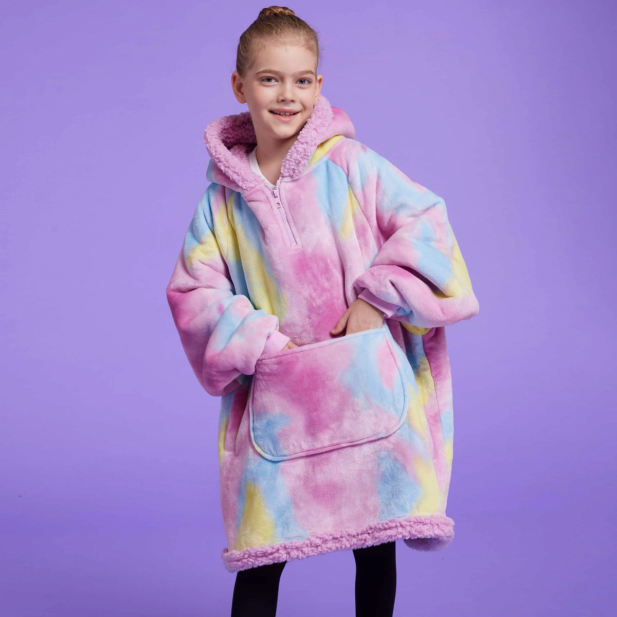 Kids' Sherpa Wearable Blanket - Cotton Candy Tie Dye