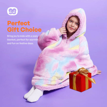 Kids' Sherpa Wearable Blanket - Cotton Candy Tie Dye
