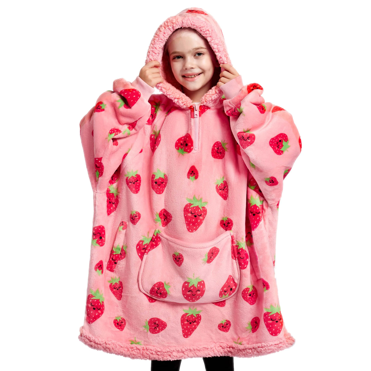 Kids' Sherpa Wearable Blanket - Strawberry