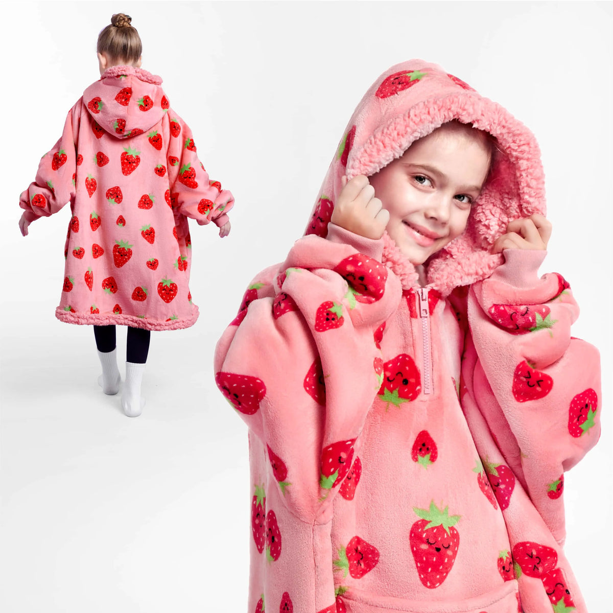Kids' Sherpa Wearable Blanket - Strawberry