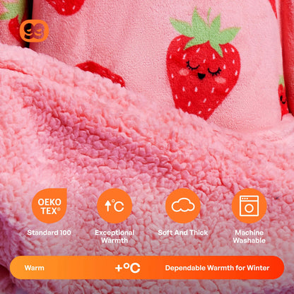 Kids' Sherpa Wearable Blanket - Strawberry