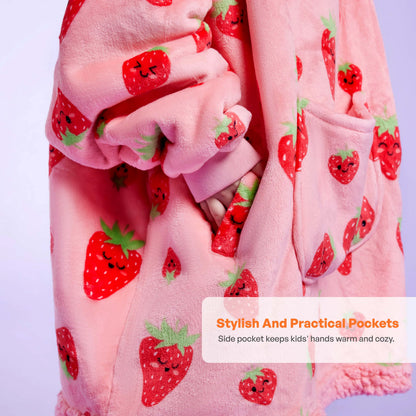 Kids' Sherpa Wearable Blanket - Strawberry