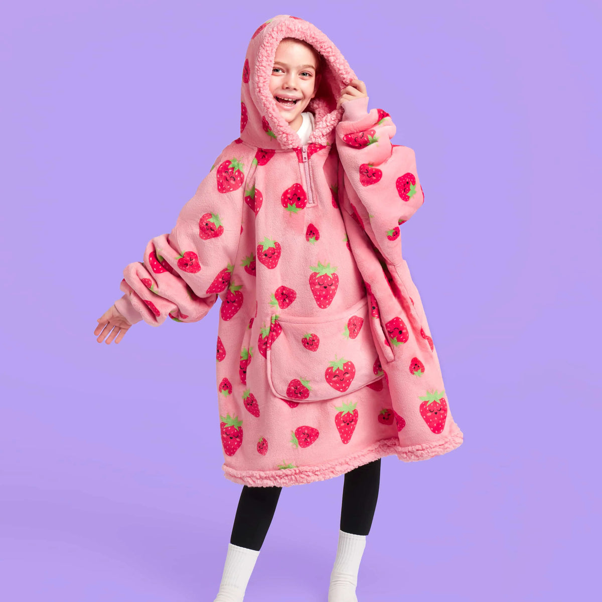 Kids' Sherpa Wearable Blanket - Strawberry