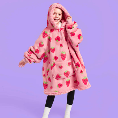 Kids' Sherpa Wearable Blanket - Strawberry