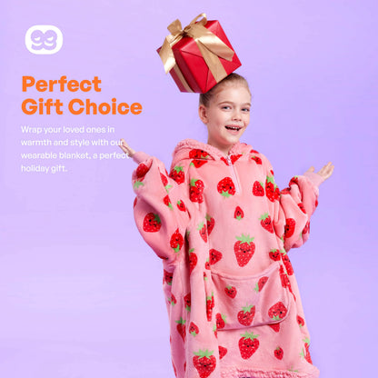 Kids' Sherpa Wearable Blanket - Strawberry