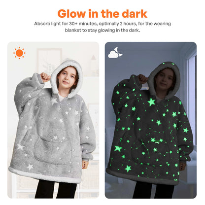 Kids' Sherpa Wearable Blanket - Star Glow Print