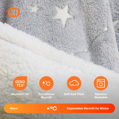 Kids' Sherpa Wearable Blanket - Star Glow Print