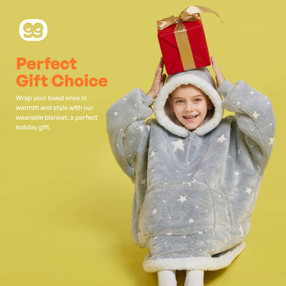 Kids' Sherpa Wearable Blanket - Star Glow Print