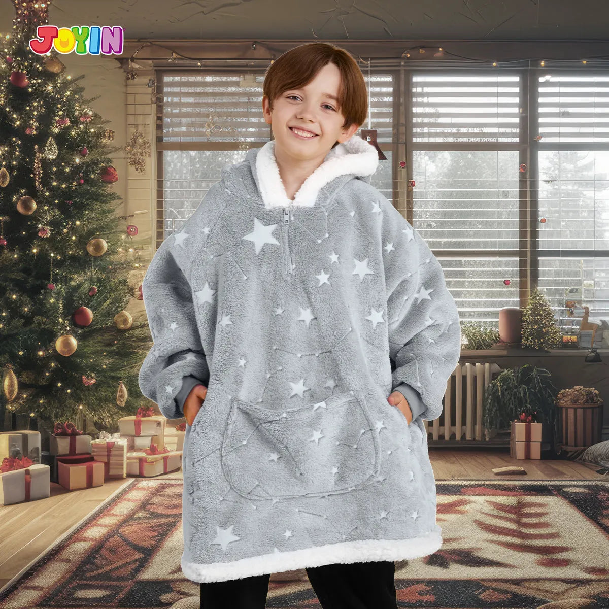 Kids' Sherpa Wearable Blanket - Star Glow Print