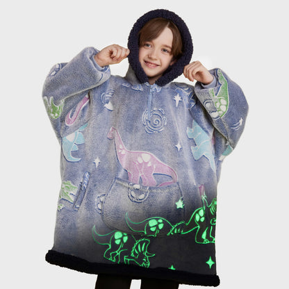 Kids' Sherpa Wearable Blanket - Dinosaur Glow Print