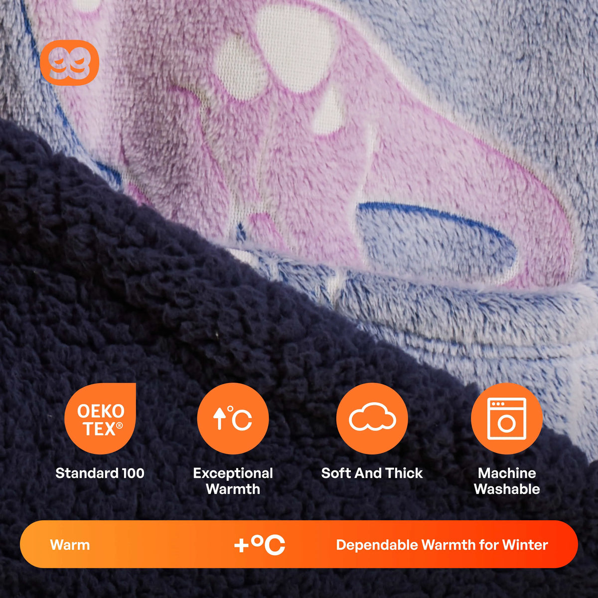 Kids' Sherpa Wearable Blanket - Dinosaur Glow Print