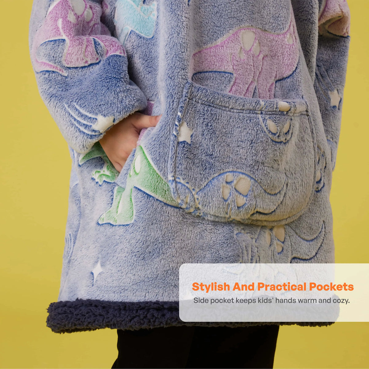 Kids' Sherpa Wearable Blanket - Dinosaur Glow Print
