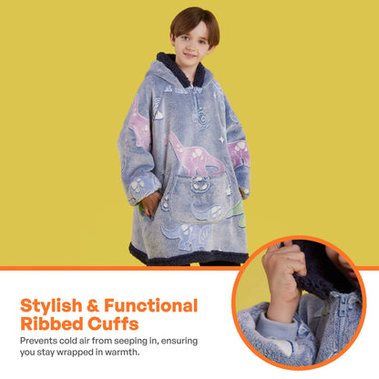 Kids' Sherpa Wearable Blanket - Dinosaur Glow Print