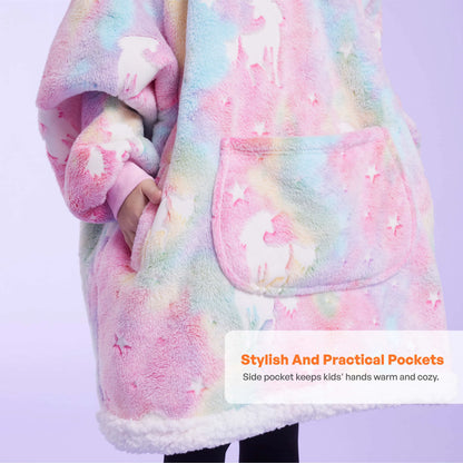 Kids' Sherpa Wearable Blanket - Unicorn Glow Print