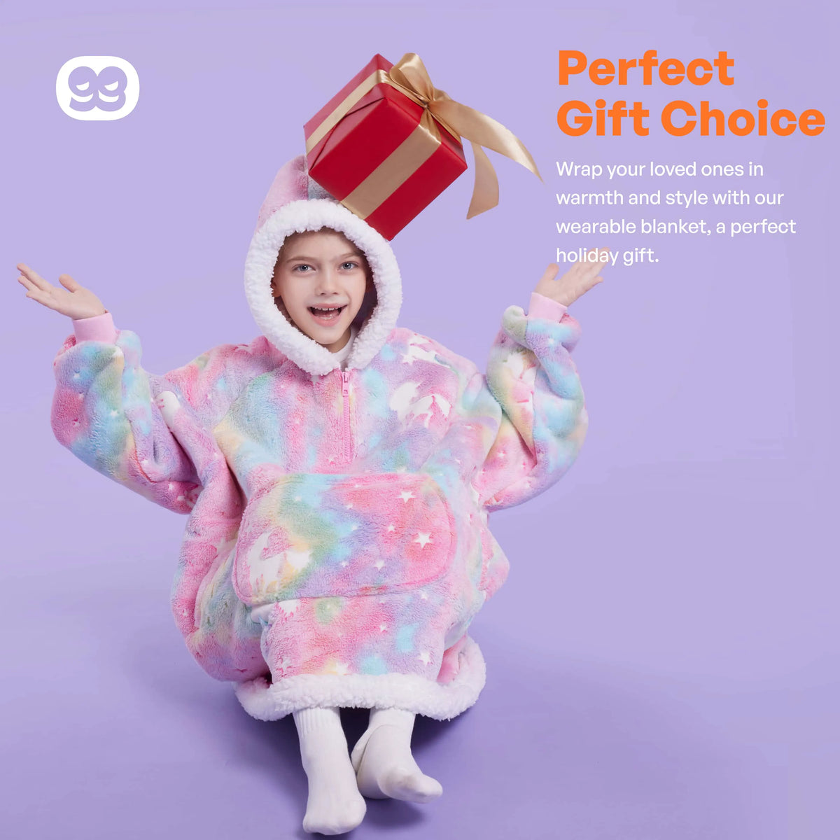 Kids' Sherpa Wearable Blanket - Unicorn Glow Print