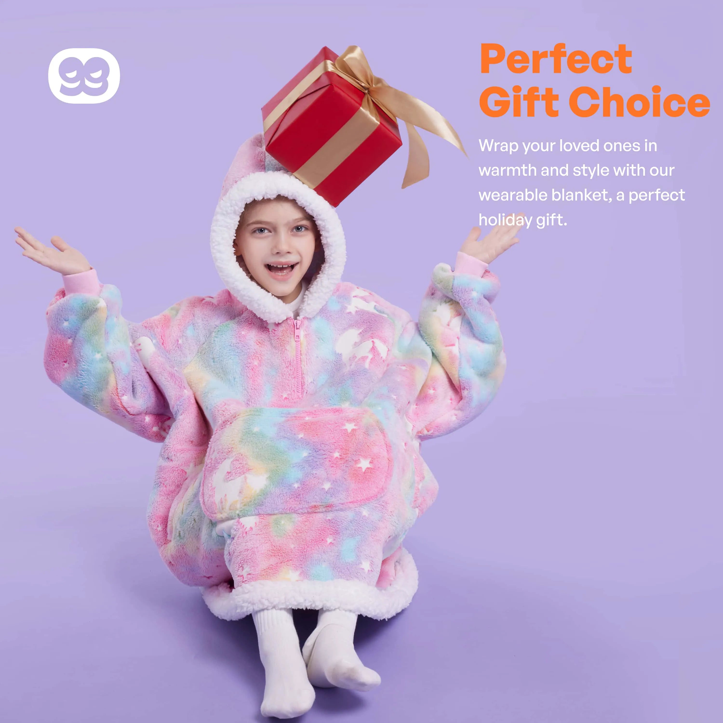 Kids' Sherpa Wearable Blanket - Unicorn Glow Print