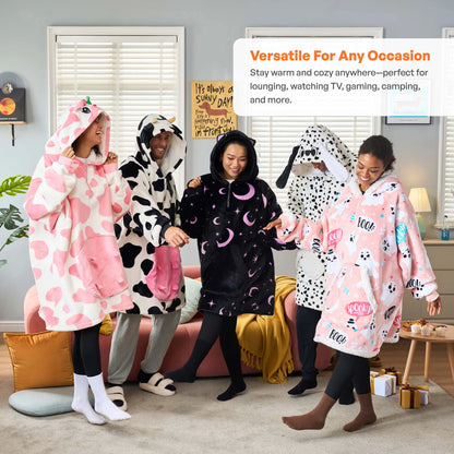 Adult Sherpa Wearable Blanket - Black Cat Shape