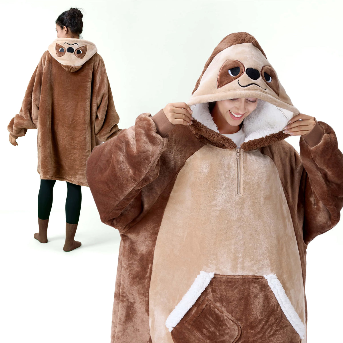 Adult Sherpa Wearable Blanket - Sloth Shape