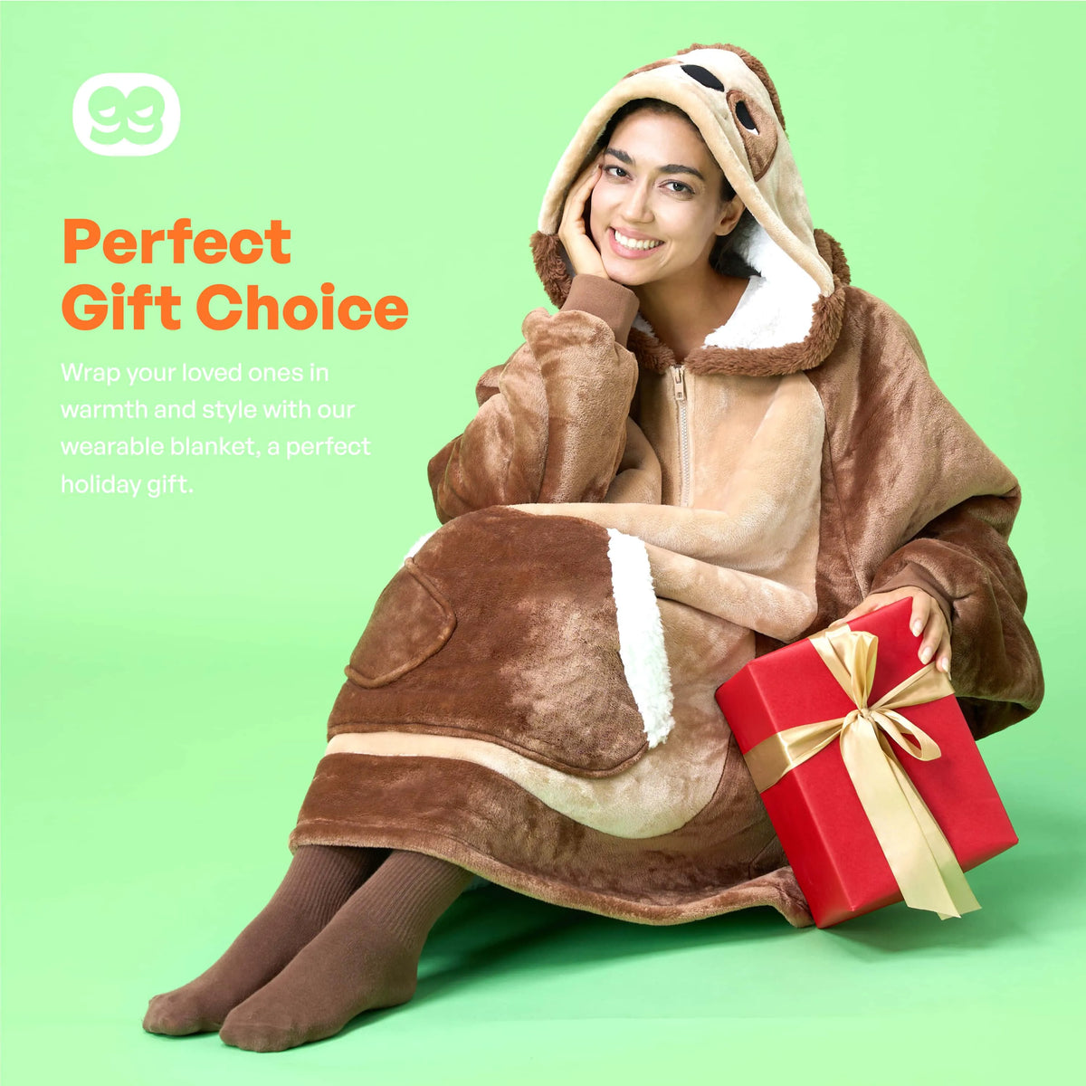 Adult Sherpa Wearable Blanket - Sloth Shape