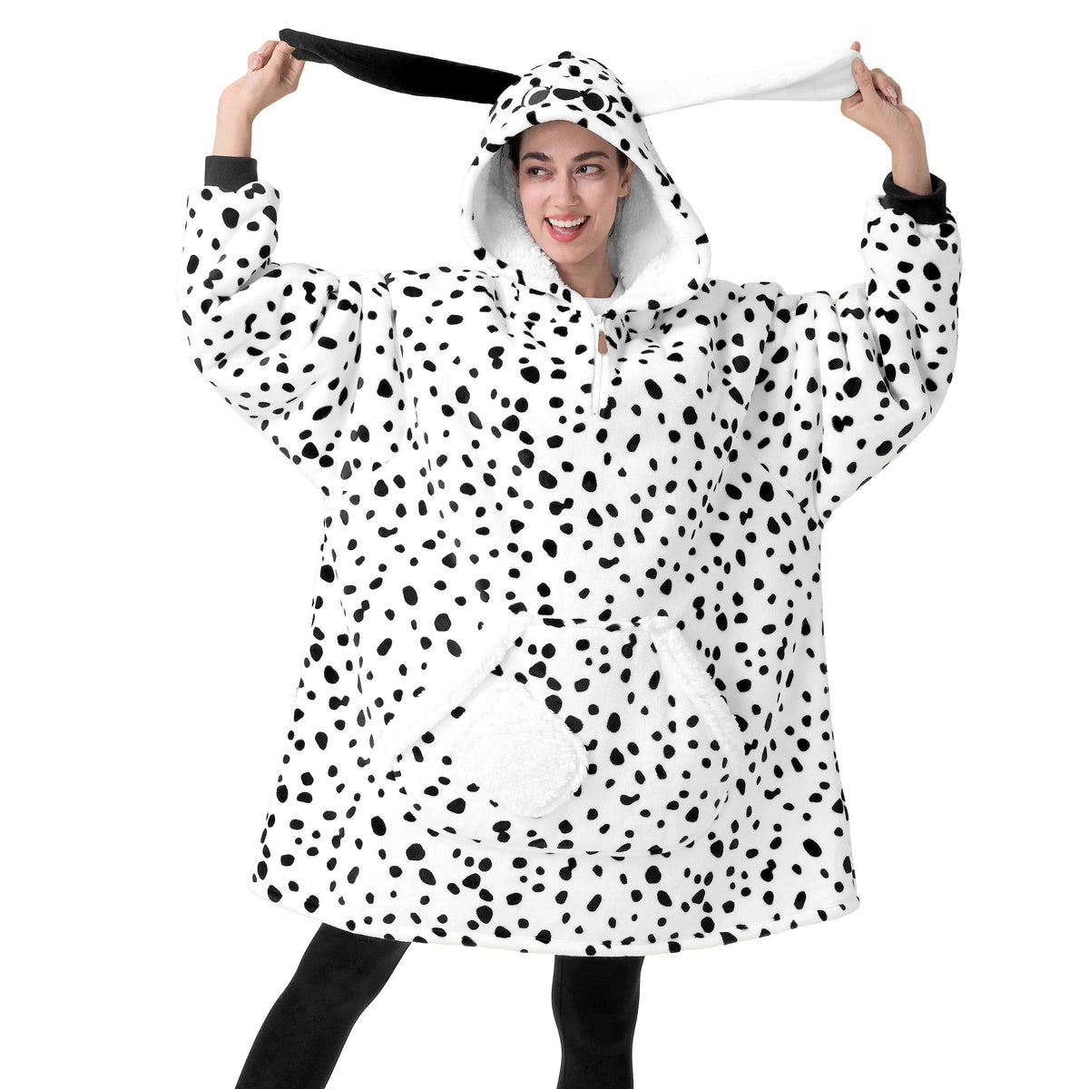 Adult Dalmatian Sherpa Wearable Blanket