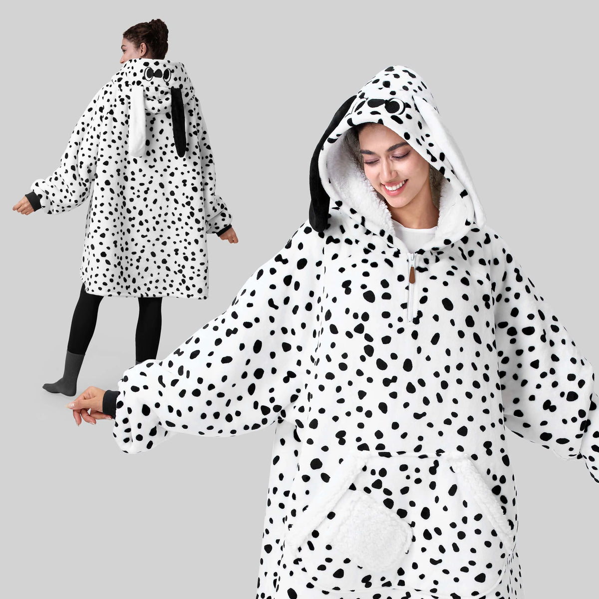 Adult Dalmatian Sherpa Wearable Blanket