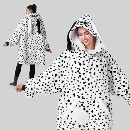 Adult Dalmatian Sherpa Wearable Blanket