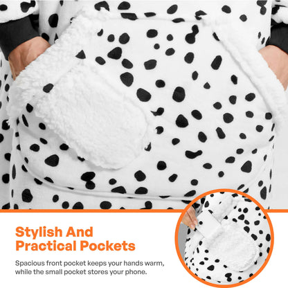 Adult Dalmatian Sherpa Wearable Blanket