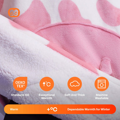 Strawberry Cow Adult Sherpa Wearable Blanket