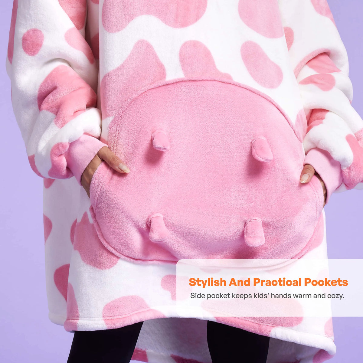 Strawberry Cow Adult Sherpa Wearable Blanket