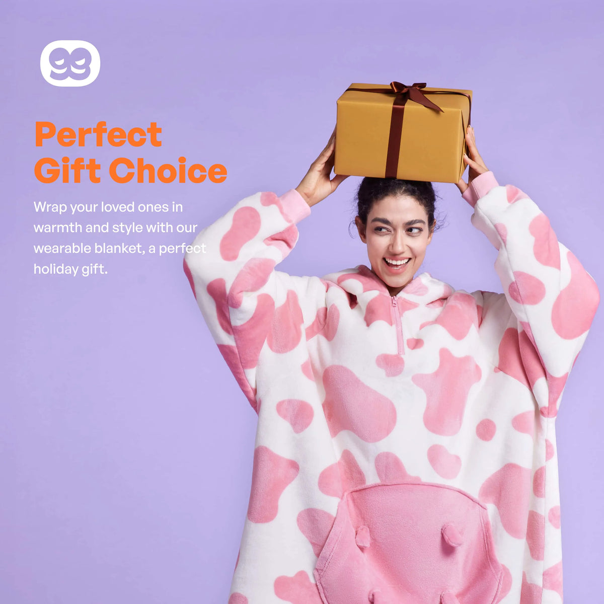 Strawberry Cow Adult Sherpa Wearable Blanket