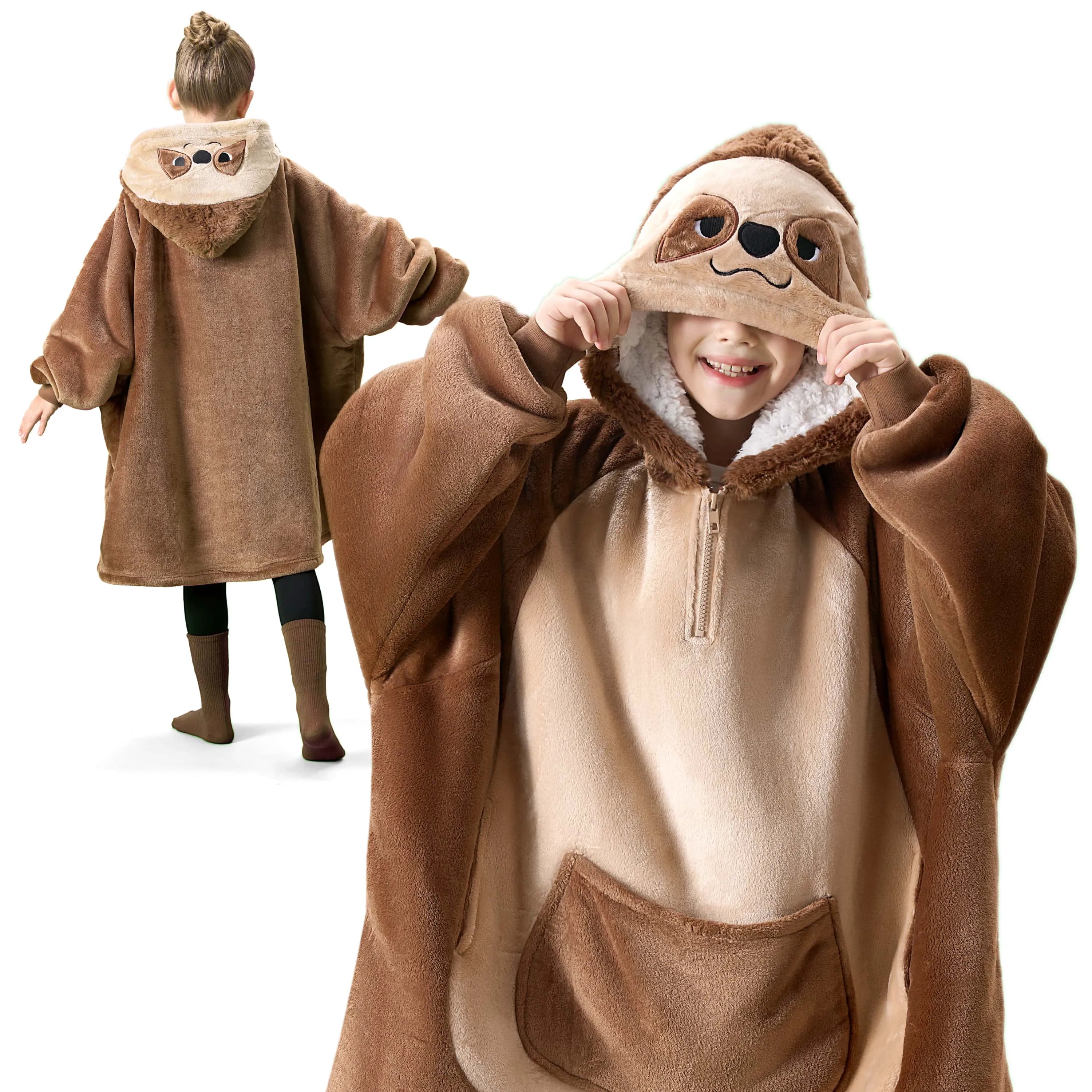 Kids' Sherpa Wearable Blanket - Sloth Shape