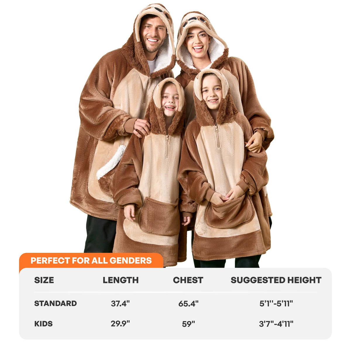 Kids' Sherpa Wearable Blanket - Sloth Shape